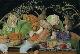 Nature morte avec des légumes, des souris et des lapins Nature morte avec des légumes, des souris et des lapins