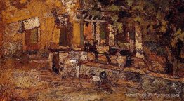 Cour de ferme avec ânes et coqs Cour de ferme avec ânes et coqs