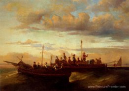 Navires de pêche italiens au crépuscule Navires de pêche italiens au crépuscule