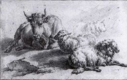 Une vache et trois moutons Une vache et trois moutons