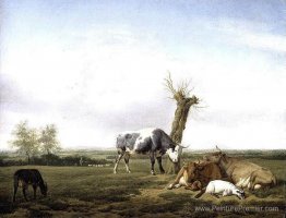 Bovins et chèvres dans une prairie Bovins et chèvres dans une prairie