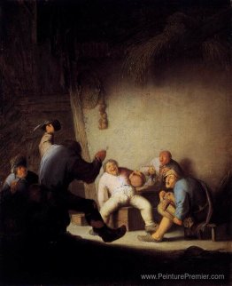 Paysans buvant et faisant de la musique dans une grange Paysans buvant et faisant de la musique dans une grange