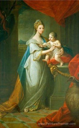 Portrait d'Augusta de Hanover avec son premier fils né Karl Geor Portrait d'Augusta de Hanover avec son premier fils né Karl Geor