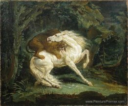 Cheval attaqué par un lion Cheval attaqué par un lion