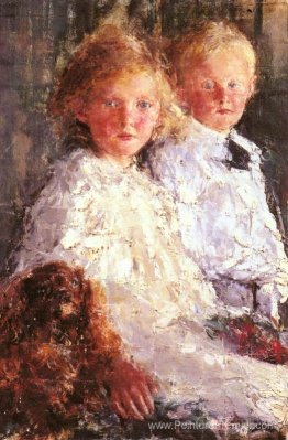 Portrait d'Elizabeth et Charles Williamson avec leur chien de co Portrait d'Elizabeth et Charles Williamson avec leur chien de co