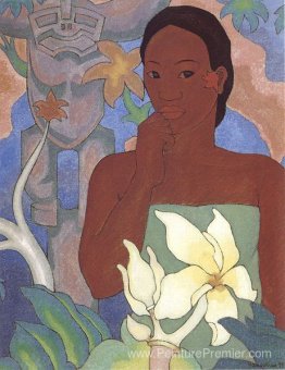 Femme polynésienne et tiki Femme polynésienne et tiki