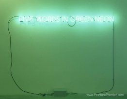 Cinq mots en néon vert Cinq mots en néon vert