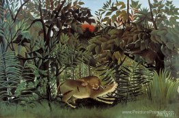 Le lion affamé se jette sur l'antilope Le lion affamé se jette sur l'antilope