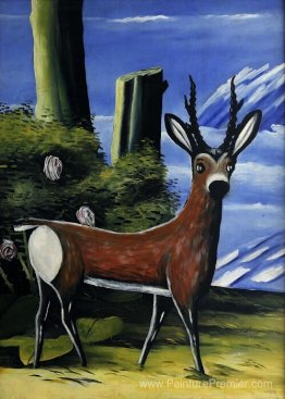 Roe Deer avec un paysage en arrière-plan Roe Deer avec un paysage en arrière-plan