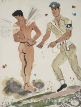 Un policier militaire arrêtant l'esprit Un policier militaire arrêtant l'esprit