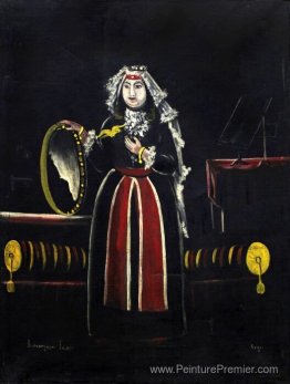 Femme géorgienne avec du tambourin Femme géorgienne avec du tambourin