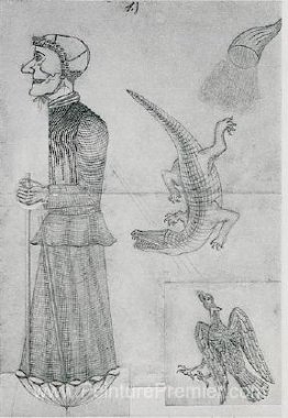 Sorcière avec de l'aigle, des crocodiles et des corne d'abondanc Sorcière avec de l'aigle, des crocodiles et des corne d'abondanc