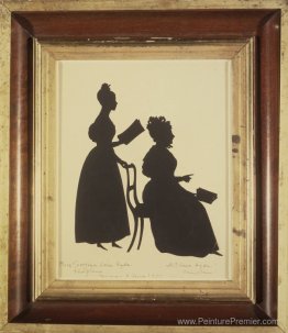 Couper la silhouette de deux femmes face à droite Couper la silhouette de deux femmes face à droite