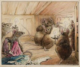 Les souris entendent Simpkin à l'extérieur Les souris entendent Simpkin à l'extérieur