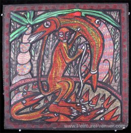 Singe avec poisson