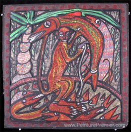 Singe avec poisson