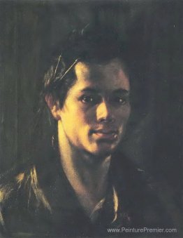 Autoportrait avec des pinceaux derrière l'oreille