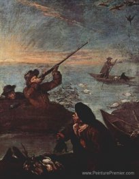 Les chasseurs tirent sur les canards