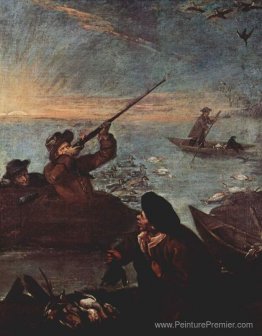 Les chasseurs tirent sur les canards