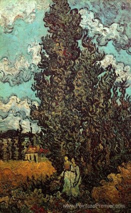 Cyprès et deux femmes