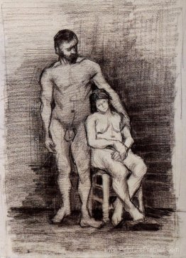 Nudes féminines masculines et assises debout