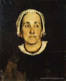 Portrait de dame portant une casquette blanche