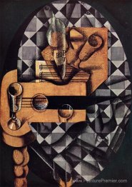 Guitare, bouteille et verre