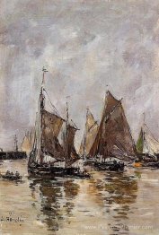 Trouville, des bateaux de sardine en cours