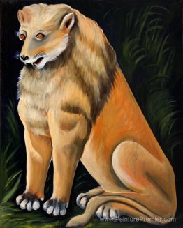 Lion jaune assis
