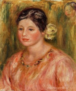 Tête d'une jeune fille en rouge