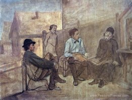 Les étudiants parlent avec le moine