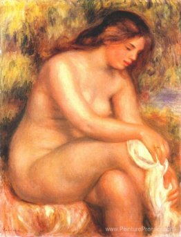 Bather séchant sa jambe