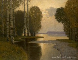 Paysage avec bouleau