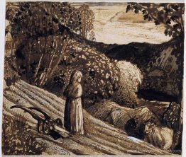 Paysage, fille debout