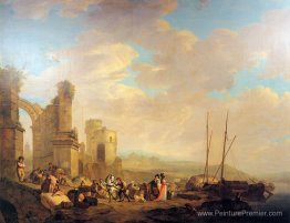 Paysage avec côte et ruine