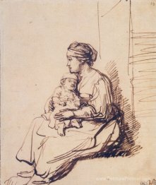 Une femme avec un petit enfant sur ses genoux