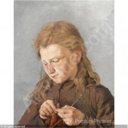 Jeune fille tricoter