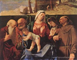 Vierge et enfant avec les saints Jerome, Peter, Clare et Francis