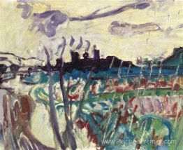 Paysage pluvieux avec des nuages