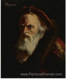 La tête d'un vieil homme, inscrit les diogènes