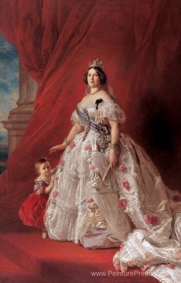 Portrait de la reine Isabella II d'Espagne et de sa fille Isabel