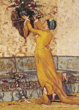 Fille qui correspond au vase