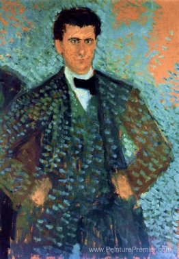 Autoportrait avec fond tacheté bleu