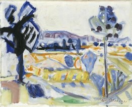 Paysage avec des arbres en fleurs