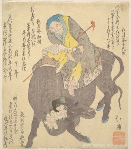 Lecture de sauge chinoise en roulant sur un buffle