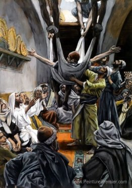 L'homme avec la paralysie abaissée à Christ