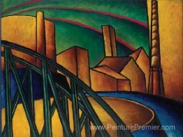 Paysage avec pont à Óbuda Hajógyár