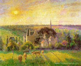 L'église et la ferme d'Eragny