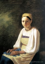 Fille avec les fleurs de maïs