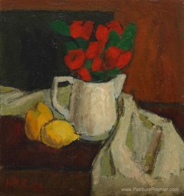 Composition avec des citrons et du coquelicot